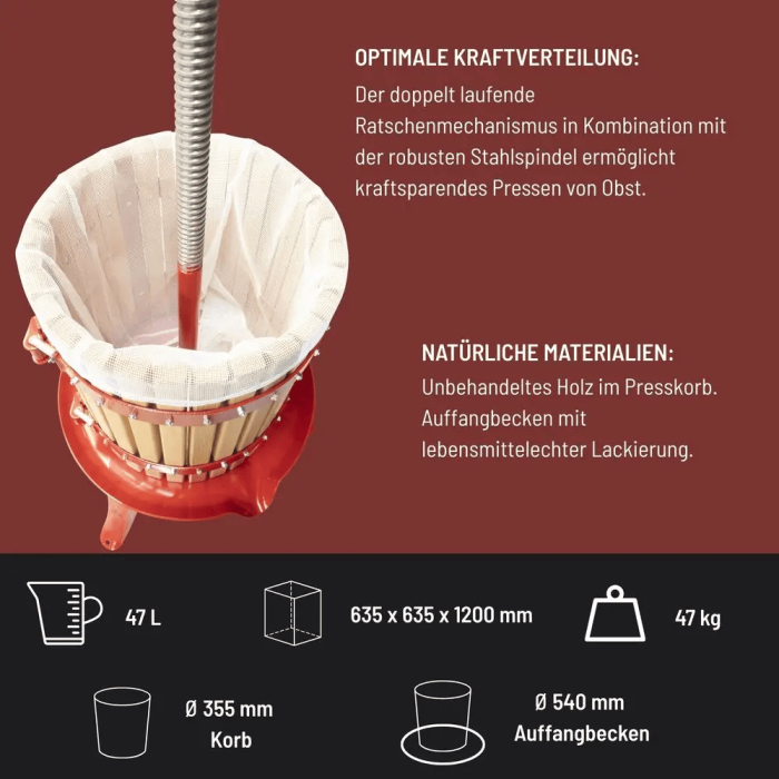 Teasc / presa manuala de struguri si fructe OP 47 Gude 30020, 47 litri [6]