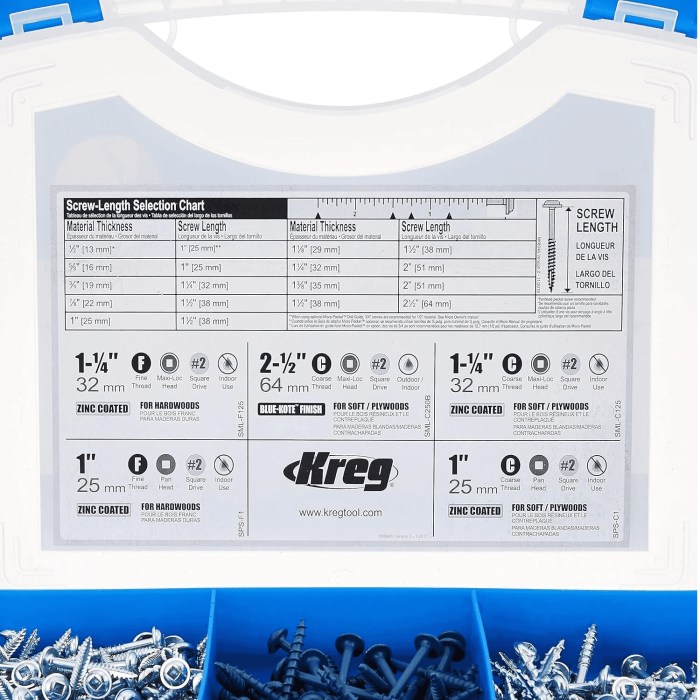 Trusa holtsuruburi pentru gauri in lemn Kreg SK03-INT, Ø8x25-64 mm, 675 bucati [4]