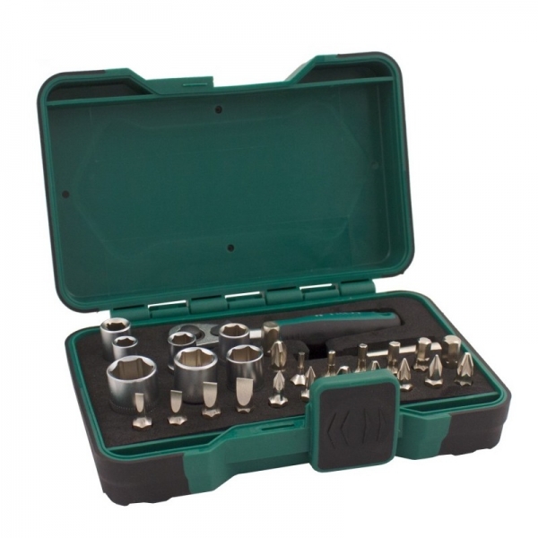 Trusa chei tubulare plus biti Troy 21948, Cr-V 1/4”, 28 piese [2]