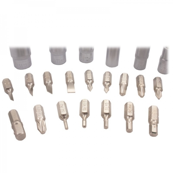 Trusa chei tubulare plus biti Troy 21948, Cr-V 1/4”, 28 piese [5]