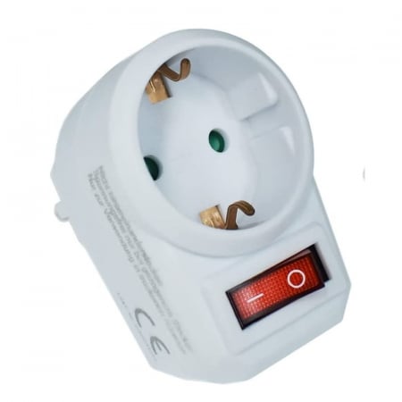 Priza & prelungitoare electrice - Adaptor priza cu intrerupator Perel EB1SWN-G, 3500 W, 16 A