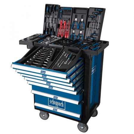 Carucior portabil cu scule TW1000 Scheppach 5909304900, 7 sertare, 263 piese [2]