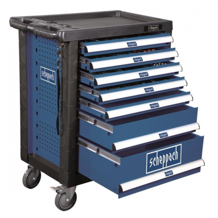 Carucior Scule - Carucior portabil cu scule TW1000 Scheppach 5909304900, 7 sertare, 263 piese