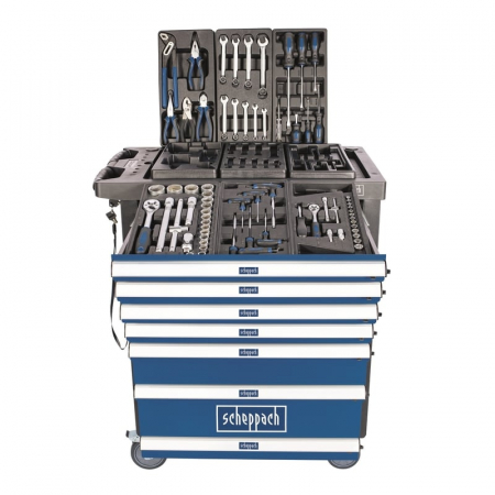 Carucior portabil cu scule TW1100 Scheppach 5909304901, 7 sertare, 70 piese [3]