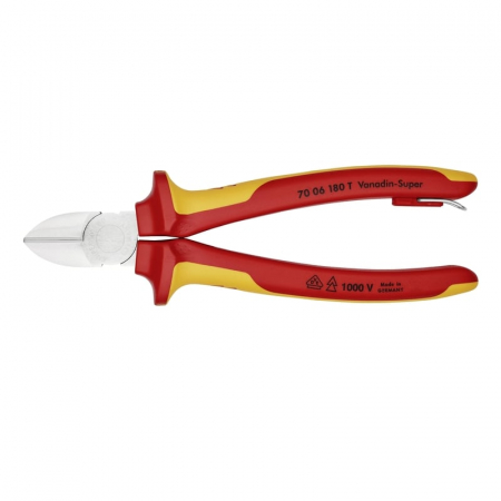 Clesti - Cleste profesional cu taiere diagonala, maner izolat Knipex 70 06 180 T, 180 mm