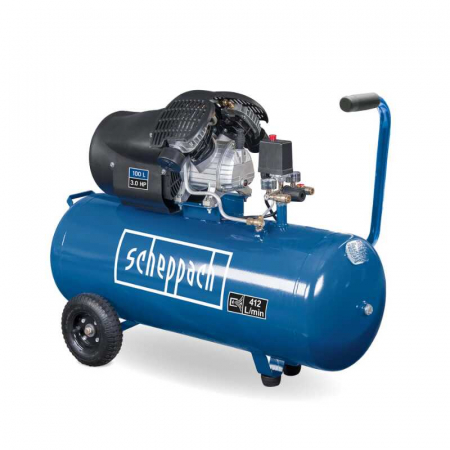 Compresoare de Aer Profesionale - Compresor cu doi cilindri HC120DC Scheppach 59061209969, 2200 W, 100L, 10 bari