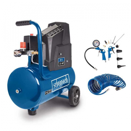 Compresoare de Aer Profesionale - Compresor cu doi cilindri HC30o Scheppach 5906146901, 1100 W, 24l, 8 bari