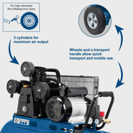 Compresor cu trei cilindri HC550TC Scheppach 5906147902, 400 V, 3000 W, 100 L, 10 bari [4]