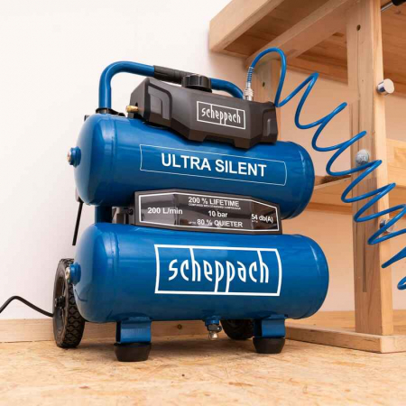Compresor fara ulei HC20Si-Twin Ultra Silent Scheppach 5906145901, 750 W, 10 bari [4]