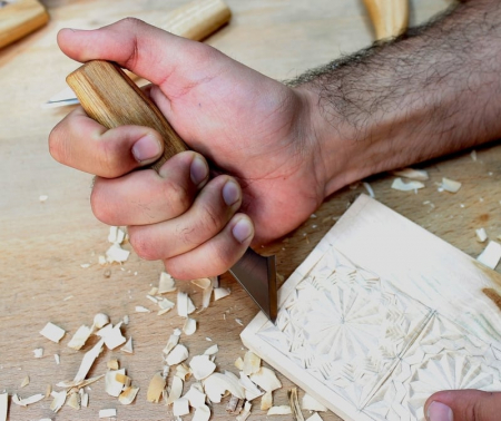 Cutit cu ascutis oblic pentru sculptura geometrica in lemn BeaverCraft C11, 150 mm [7]