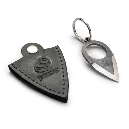 Macete & Cutite de Vanatoare - Cutit tip breloc cu inel pentru deget si teaca din piele Beavercraft PK1