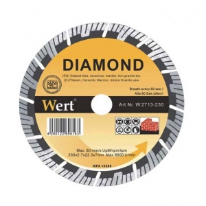 Flex & Polizor Unghiular, Suporti & Discuri - Disc diamantat segmentat turbo Wert 2713-230, Ø230x22.2 mm