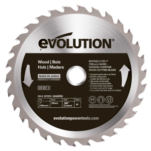 Disc pentru fierastrau circular, taiere lemn Evolution 180WD-0446, Ø180 x 20 mm, 30 dinti