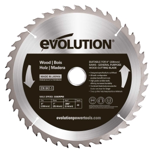 Disc pentru fierastrau circular, taiere lemn Evolution EVOBLADE230WD-0484, Ø230x25.4 mm, 40 dinti