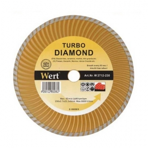 Disc diamantat turbo, taiere beton, ceramica, caramida Wert 2712-230, Ø230x22.2 mm