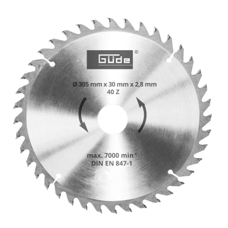 Discuri Taiere Lemn - Disc pentru fierastrau circular, taiere lemn Gude 55266, Ø305 x 30 mm, 40 dinti