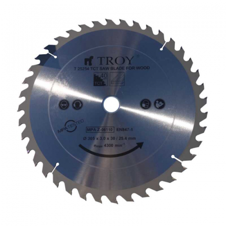 Discuri Taiere Lemn - Disc pentru fierastrau circular, taiere lemn Troy 25206, Ø255 x 30/25.4 mm, 60 dinti