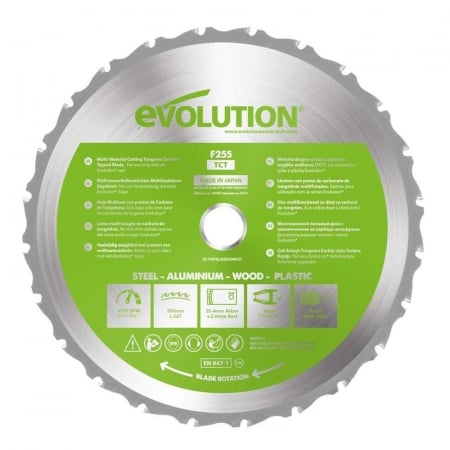 Disc pentru fierastrau circular, taiere multifunctionala Evolution FURYBLADE255MULTI-3185, Ø255 x 25.4 mm, 24 dinti