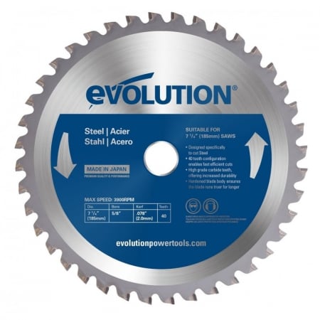 Discuri Taiere Metal - Disc pentru fierastrau circular, taiere otel Evolution M185TCT-40CS, Ø185 x 20 mm, 40 dinti