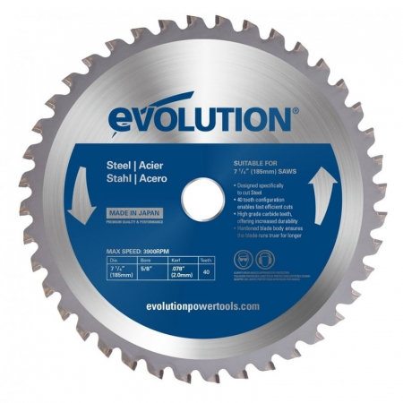 Disc pentru fierastrau circular, taiere otel Evolution EVOM185TCT-40CS-7157, Ø185 x 20 mm, 40 dinti [0]