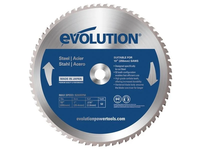 Scule Electrice & Unelte - Disc pentru fierastrau circular, taiere otel Evolution M255TCT-52MS-1396, Ø255 x 25.4 mm, 52 dinti