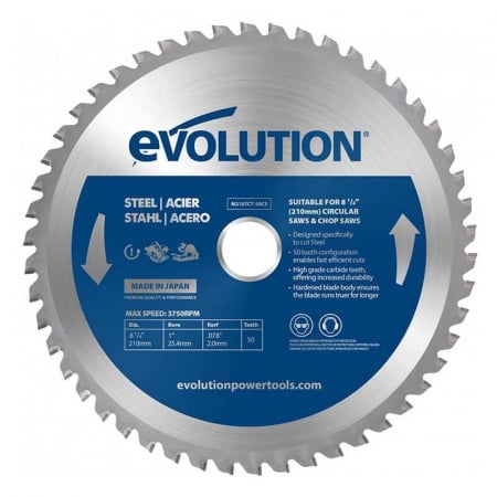 Discuri Taiere Metal - Disc pentru fierastrau circular, taiere otel moale Evolution M210TCT-50CS-0935, Ø210 x 25.4 mm, 50 dinti