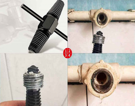 Extractor pentru tevi, surub cu cap dublu Wert 9008, 1/2"-3/4" [3]