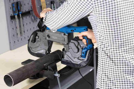 Fierastrau cu banda portabil si baza cu clema pentru metal MBS1200XT Scheppach 5901511901, 1100 W, 127 mm [2]