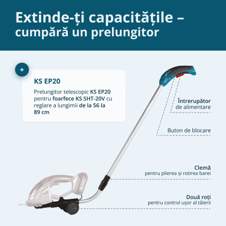Foarfecă 2 în 1 pentru iarbã si gard viu cu acumulator KS SHT-20V [9]