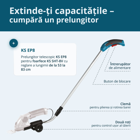 Foarfecă cu acumulator pentru tuns iarbă și gard viu KS SHT-8V [9]