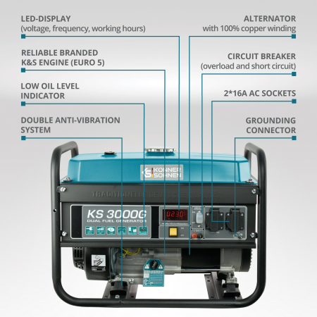 Generator pe gaz/benzina "Könner & Söhnen" KS 3000G [2]