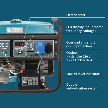 Generator pe gaz/benzina "Könner & Söhnen" KS 7000E G [3]