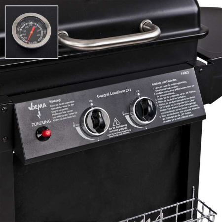 Gratar pe gaz cu arzator lateral si termometru integrat Dema 14003, 490x340 mm [4]