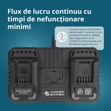 Încărcător dublu pentru baterii reîncărcabile 20V KS C45A-2 [2]