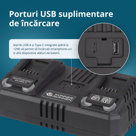 Încărcător dublu pentru baterii reîncărcabile 20V KS C45A-2 [8]