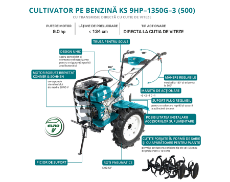 Motocultor pe benzină KS 9HP-1350G-3 (500) [1]