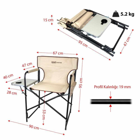 Scaun pliabil pentru camping cu masuta laterala ROX Wood 153CAMP0317 [6]