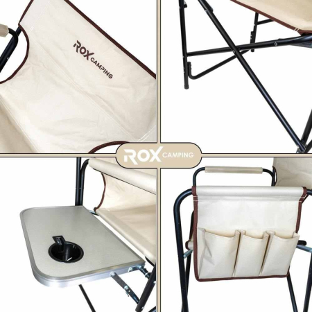 Scaun pliabil pentru camping cu masuta laterala ROX Wood 153CAMP0317 [5]
