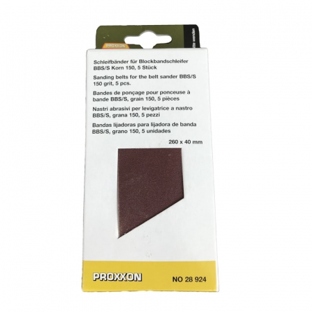 Accesorii de Slefuire - Set benzi de slefuire pentru BBS/S, Proxxon 28924, 260x40 mm, granulatie 150, 5 bucati