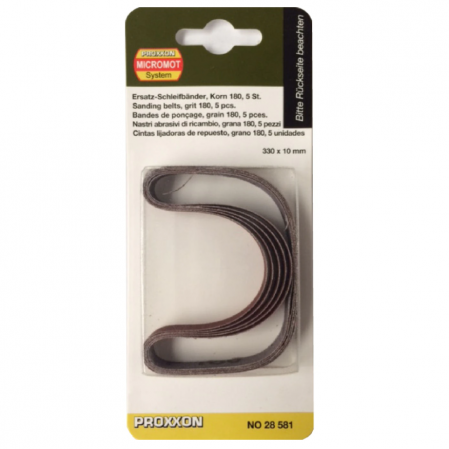 Set benzi de slefuire pentru BS/E si BS/A Micromot Proxxon 28581, 330x10 mm, granulatie 180, 5 bucati