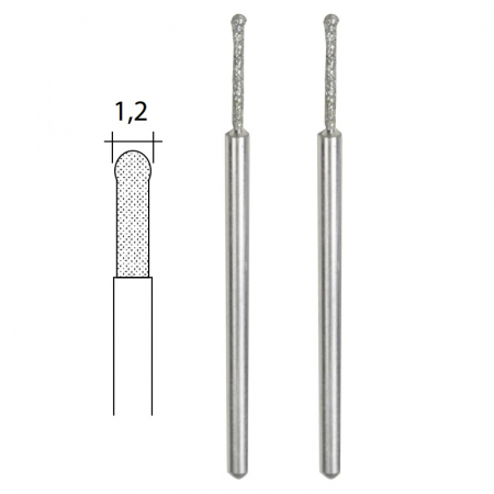Set biaxuri diamantate cu varf sferic Micromot Proxxon 28230, Ø1.2 mm, 2 bucati [2]