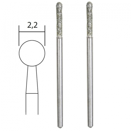 Set biaxuri diamantate cu varf sferic Micromot Proxxon 28232, Ø2.2 mm, 2 bucati [2]
