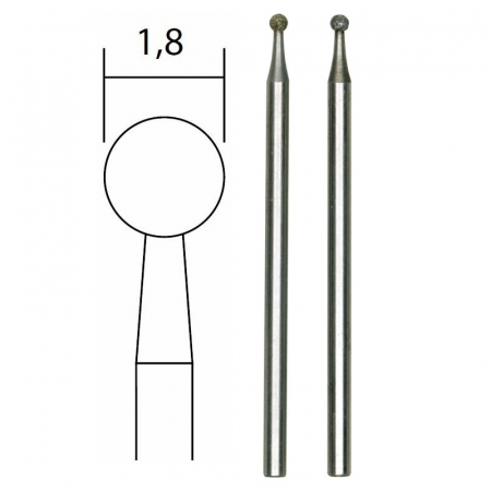 Set biaxuri diamantate de forma sferica Micromot Proxxon 28222, Ø1.8 mm, 2 bucati [3]