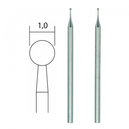 Set biaxuri diamantate de forma sferica Micromot Proxxon 28212, Ø1 mm, 2 bucati [3]