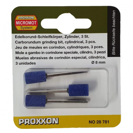 Set biaxuri din corindon de forma cilindrica Micromot Proxxon 28781, Ø8 mm, 3 bucati
