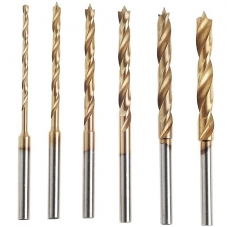 Set burghie HSS pentru lemn si plastic cu pin pentru centrare Proxxon 28876, Ø1.5-Ø4 mm, 6 piese [1]