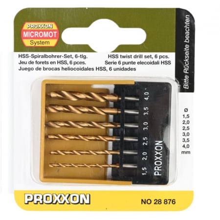 Set burghie HSS pentru lemn si plastic cu pin pentru centrare Proxxon 28876, Ø1.5-Ø4 mm, 6 piese