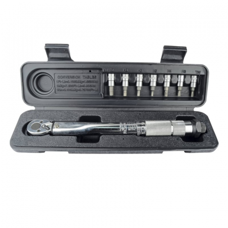 Cheie & Adaptor Dinamometric - Set cheie dinamometrica si capete tubulare cu bit Mannesmann 18314, 1/4'', 5-25 Nm, 8 piese