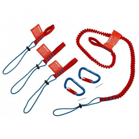 Centura Piele Scule (Brau) - Set corzi de siguranta pentru scule si carabiniere Knipex 00 50 04 T BK, 1.5 Kg, 5 bucati