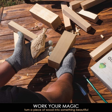 Set de blocuri din lemn pentru sculptura BeaverCraft BW10, 10 piese [2]